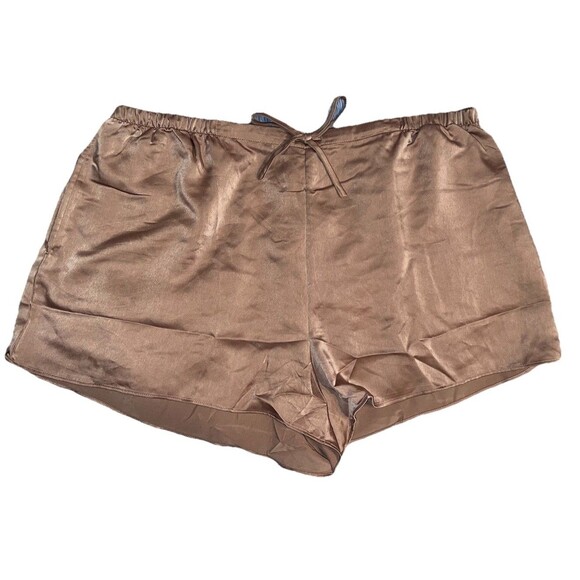 State Of Day Brown Satin Pajama Sleep Shorts Women’s Size XL - Picture 1 of 5